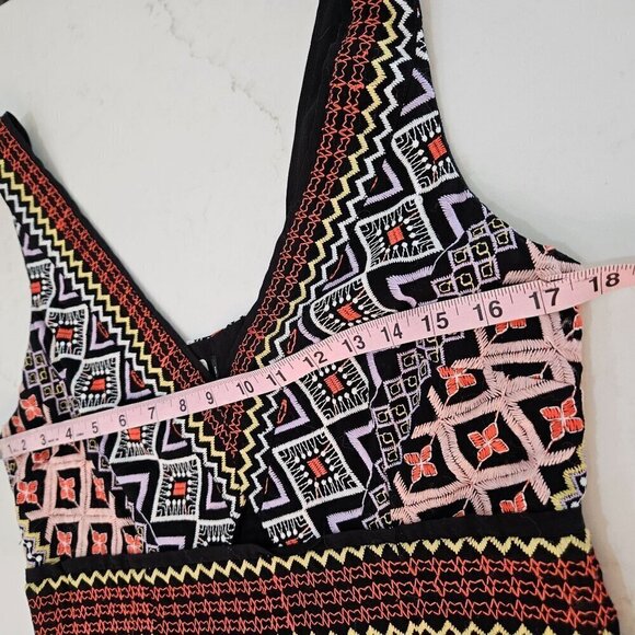 Akemi + Kin Anthtropologie Dress Size 12 Geometric Embroidered Column Sleeveless - Picture 12 of 13